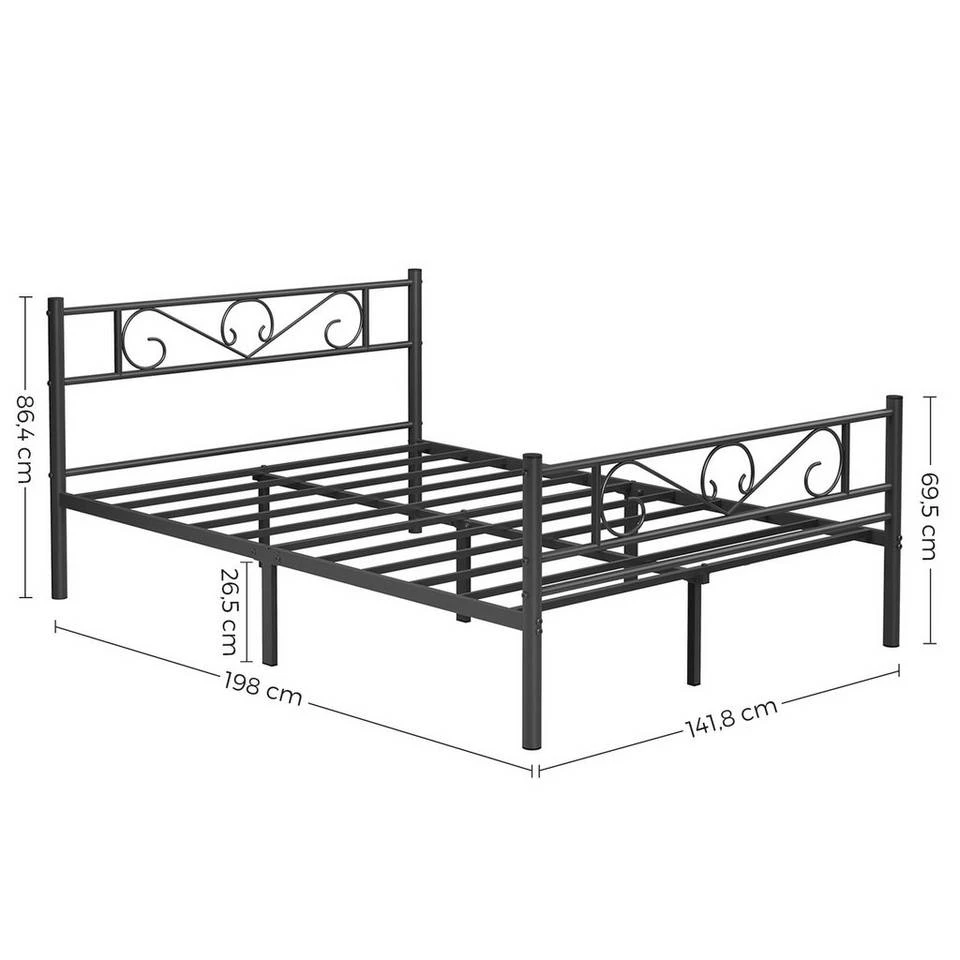 VASAGLE Metallbett »RMB061 RMB063«, Einzelbett, Doppelbett, mit Lattenrost und Bettgestell, für kleine Räume, Gästebett Schwarz, Weiß 37 VASAGLE Metallbett »RMB061 RMB063«, Einzelbett, Doppelbett, mit Lattenrost und Bettgestell, für kleine Räume, Gästebett Schwarz, Weiß – Bild 37