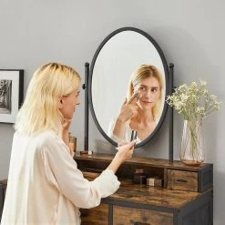 VASAGLE Schminktisch »RVT006A10/B01«, Frisiertisch, Kosmetiktisch, mit Hocker, mit ovalem Spiegel und 5 Schubladen Vintagebraun-Schwarz, Weiß-goldfarben 24 VASAGLE Schminktisch »RVT006A10/B01«, Frisiertisch, Kosmetiktisch, mit Hocker, mit ovalem Spiegel und 5 Schubladen Vintagebraun-Schwarz, Weiß-goldfarben -Vasagle Auslauf Geschäft 01e7f436 8304 419d b4b4 5fc2d0ad88dc