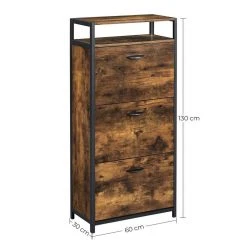 VASAGLE Schuhschrank »LBS101B01« Schuhregal, mit 3 Klappen, Schuhablage, für 15-18 Paar Schuhe, vintage -Vasagle Auslauf Geschäft 02202041 feef 4755 a3b4 9bc609d623ae