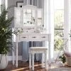 VASAGLE Schminktisch »RDT60WT RDT60BK«, Frisiertisch, Kosmetiktisch mit 3-teiliger Klappspiegel,mit Hocker Schwarz, Weiß 1 VASAGLE Schminktisch »RDT60WT RDT60BK«, Frisiertisch, Kosmetiktisch mit 3-teiliger Klappspiegel,mit Hocker Schwarz, Weiß -Vasagle Auslauf Geschäft 02855dfa 6f31 4c9a ac0e d52c70ddaf47