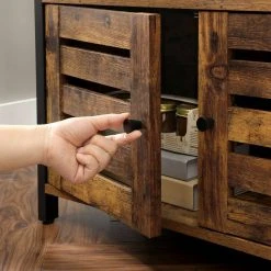 VASAGLE Bücherregal »LSC75«, Bücherschrank mit 3 Ablagen, 2 Lamellentüren, 70 x 30 x 121,5 cm Grau, Vintage -Vasagle Auslauf Geschäft 0377f343 7069 4f2b bfac a0832a21983d