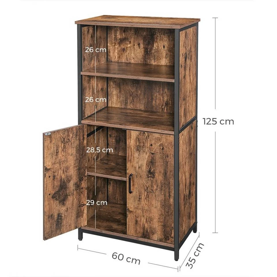 VASAGLE Highboard »LSC66«, Kommode, mit 2 offenen Regalfächern, Holzoptik, Hohe 125 cm, Wohnzimmer, Flur, Büro, vintage 9 VASAGLE Highboard »LSC66«, Kommode, mit 2 offenen Regalfächern, Holzoptik, Hohe 125 cm, Wohnzimmer, Flur, Büro, vintage – Bild 7