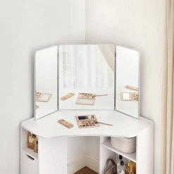 VASAGLE Schminktisch »RDT121T10«, Eckschminktisch, Frisiertisch,3-teiliger Klap pspiegel, 2 Schubladen, 3 offene Fächer -Vasagle Auslauf Geschäft 06b92f03 2f12 4c9c b584 4e41e599b556