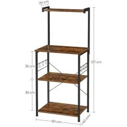 VASAGLE Küchenregal »KKS023B01«, Standregal mit 3 Ablagen,mit 6 S-förmigen Haken, vintage -Vasagle Auslauf Geschäft 07ecb74c a8ce 4ba5 a077 b9a4afd0523d