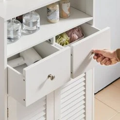 VASAGLE Badkommode »BBC145W01«, Kommode mit 2 Türen, 2 Schubladen, Hoch 108 cm, verstellbare Regalebene, skandinavischer Stil, weiß -Vasagle Auslauf Geschäft 0c8c22f3 b7bd 4e50 9e8d 1a60f5b0deef