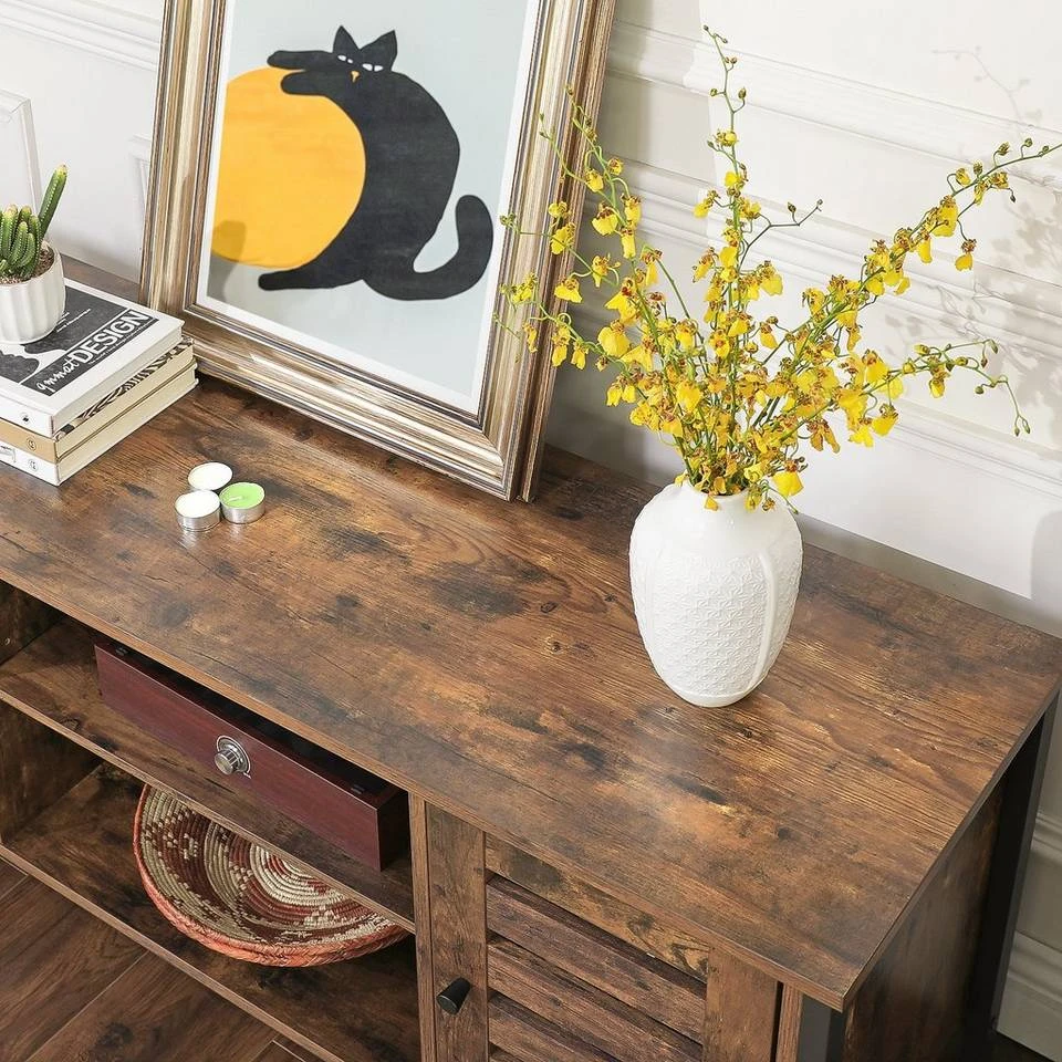 VASAGLE Lowboard »LTV43BX / MB«, TV-schrank, Fernsehtisch, mit 2 Schränken und 2 Regalebenen, 110 x 40 x 50 cm, Industrie-Design Greige-Schwarz, Vintage 5 VASAGLE Lowboard »LTV43BX / MB«, TV-schrank, Fernsehtisch, mit 2 Schränken und 2 Regalebenen, 110 x 40 x 50 cm, Industrie-Design Greige-Schwarz, Vintage – Bild 3