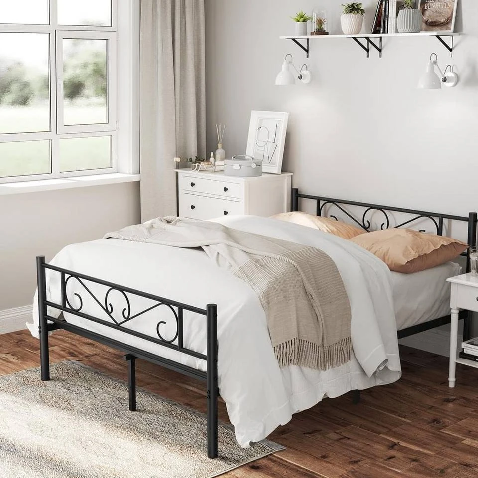 VASAGLE Metallbett »RMB061 RMB063«, Einzelbett, Doppelbett, mit Lattenrost und Bettgestell, für kleine Räume, Gästebett Schwarz, Weiß 30 VASAGLE Metallbett »RMB061 RMB063«, Einzelbett, Doppelbett, mit Lattenrost und Bettgestell, für kleine Räume, Gästebett Schwarz, Weiß – Bild 30