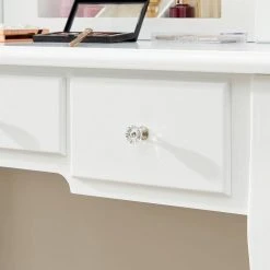 VASAGLE Schminktisch »RDT175W01«, Frisiertisch, Kosmetiktisch mit gepolsterter Hocker, 5 Schubladen, weiß -Vasagle Auslauf Geschäft 0fbb1348 35f5 40d3 9590 a64a18adc91b