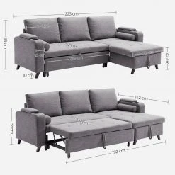VASAGLE Schlafsofa »LCS801«, Bettsofa mit Stauraum, Ecksofa, mit Becherhalter, einfache Montage, 223 x 142 x 88 cm (L x B x H), modern Dunkelgrau, Hellgrau 27 VASAGLE Schlafsofa »LCS801«, Bettsofa mit Stauraum, Ecksofa, mit Becherhalter, einfache Montage, 223 x 142 x 88 cm (L x B x H), modern Dunkelgrau, Hellgrau -Vasagle Auslauf Geschäft 10e79658 ef9b 418b 91c4 eabfe211f36a