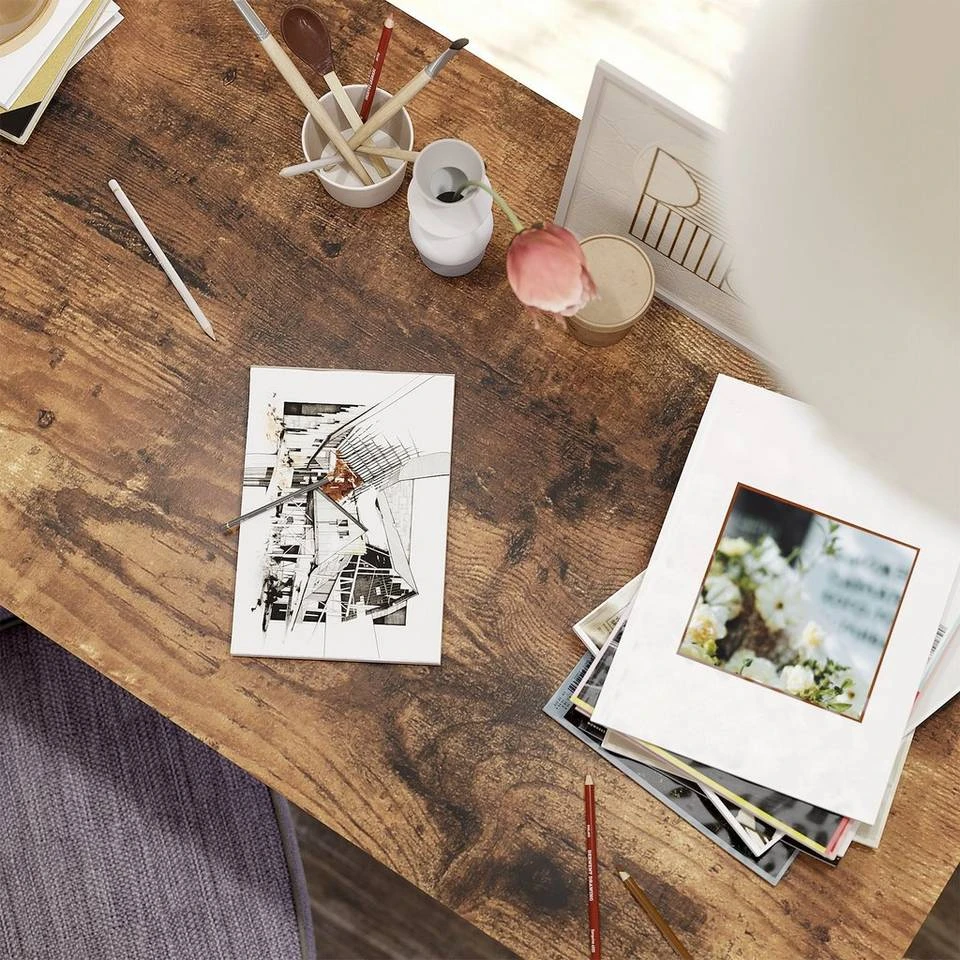 VASAGLE Schreibtisch »LWD55X«, Computertisch, Bürotisch, Wohnzimmer, vintagebraun-schwarz 6 VASAGLE Schreibtisch »LWD55X«, Computertisch, Bürotisch, Wohnzimmer, vintagebraun-schwarz – Bild 4