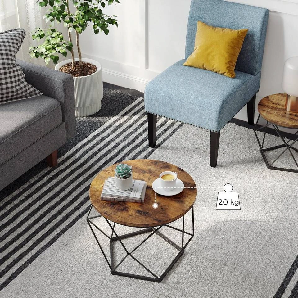 VASAGLE Beistelltisch »LET040B01«, 2er Set Couchtische, robust, Stahlrahmen, Ø 50cm, 40cm, vintage 8 VASAGLE Beistelltisch »LET040B01«, 2er Set Couchtische, robust, Stahlrahmen, Ø 50cm, 40cm, vintage – Bild 7