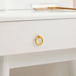 VASAGLE Schminktisch »RDT173W01«, Frisiertisch,Kosmetiktisch mit 10 Glühbirnen und gepolsterter Hocker, Massivholzbeinen -Vasagle Auslauf Geschäft 1640fd8f 8bd9 485a b275 2deb2d21ec36