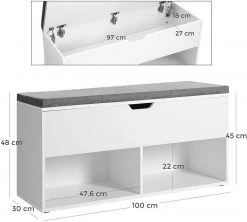 VASAGLE Schuhbank »LHS21WT«, Sitzbank, 2 offene Fächer, weiß -Vasagle Auslauf Geschäft 16c1e244 4d41 4aad 85b3 b26c401ac3fd