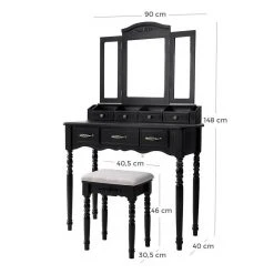 VASAGLE Schminktisch »RDT60WT RDT60BK«, Frisiertisch, Kosmetiktisch mit 3-teiliger Klappspiegel,mit Hocker Schwarz, Weiß 37 VASAGLE Schminktisch »RDT60WT RDT60BK«, Frisiertisch, Kosmetiktisch mit 3-teiliger Klappspiegel,mit Hocker Schwarz, Weiß -Vasagle Auslauf Geschäft 1a78ddc2 7e2d 448d a388 5d69f1049003