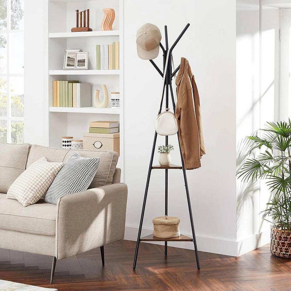 VASAGLE Garderobenständer »RCR16«, Kleiderständer in Baumform, mit 2 Ablagen, für Kleidung, Hüte, Taschen, 179cm, vintage Greige, Haselnussbraun 3 VASAGLE Garderobenständer »RCR16«, Kleiderständer in Baumform, mit 2 Ablagen, für Kleidung, Hüte, Taschen, 179cm, vintage Greige, Haselnussbraun