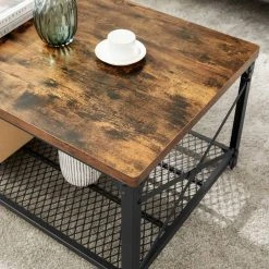 VASAGLE Couchtisch »LCT070B01«, Sofatisch mit Gitterablage, Stahlgestell mit seitlichen X-Streben, bis 50 kg belastbar, stabil, vintage -Vasagle Auslauf Geschäft 1c8d0d1b cbc4 46d8 87d3 001cf45f0f38