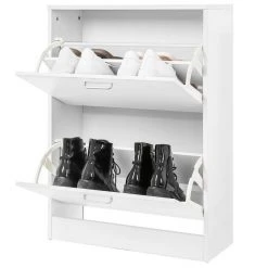 VASAGLE Schuhschrank »LBC602H LBC02WT« Schuhkommode, Trennwände verstellbar und abnehmbar, für 12 Paar Damenschuhe oder 8 Paar Herrenschuhe Eichefarben, Wei&szlig; -Vasagle Auslauf Geschäft 1d4918a6 ef1f 4b11 8704 8e19ba6eae24