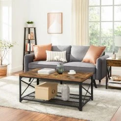 VASAGLE Couchtisch »LCT070B01«, Sofatisch mit Gitterablage, Stahlgestell mit seitlichen X-Streben, bis 50 kg belastbar, stabil, vintage -Vasagle Auslauf Geschäft 1e84cb4b fc7c 4368 a646 6efbbb985175