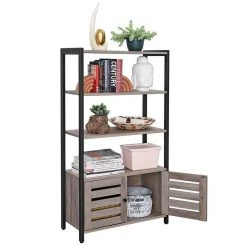 VASAGLE Bücherregal »LSC75«, Bücherschrank mit 3 Ablagen, 2 Lamellentüren, 70 x 30 x 121,5 cm Grau, Vintage -Vasagle Auslauf Geschäft 1f1d28dc 76d0 41fb bf54 17fa54014a05