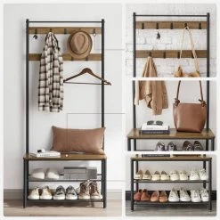 VASAGLE Garderobenständer »HSR41«, Kleiderständer mit Schuhablagen, vintage Grau, Walnussbraun 47 VASAGLE Garderobenständer »HSR41«, Kleiderständer mit Schuhablagen, vintage Grau, Walnussbraun -Vasagle Auslauf Geschäft 20d53bc2 b52d 4179 a90e 9b67c84befdd
