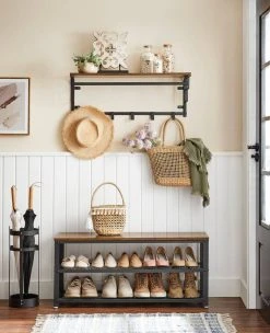 VASAGLE Schuhbank »LBS73 LBS74 LBS078«, Schuhregal mit Sitzfläche, Schuhablage, Flur, verschiedene Größen, vintage Grau -Vasagle Auslauf Geschäft 21ab7de0 ab16 482b 8876 d4ec8a97a60b