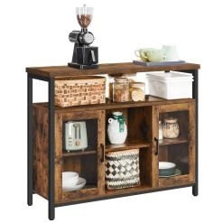 VASAGLE Vitrine »LSC095B01« Sideboard, Stauraumschrank, mit 2 transparenten Glastüren, Esszimmer, Flur, Holzoptik, Vintage -Vasagle Auslauf Geschäft 22e5597c f227 4db5 ab96 1bbdfe721ef2