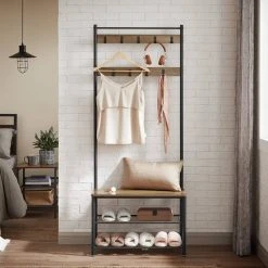 VASAGLE Garderobenständer »HSR41«, Kleiderständer mit Schuhablagen, vintage Grau, Walnussbraun 45 VASAGLE Garderobenständer »HSR41«, Kleiderständer mit Schuhablagen, vintage Grau, Walnussbraun -Vasagle Auslauf Geschäft 23e5347c 1c06 4d39 8195 b3cf7411e3d4