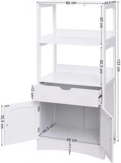 VASAGLE Badkommode »BBC64WT«, Badschrank, Badezimmerschrank, weiß 15 VASAGLE Badkommode »BBC64WT«, Badschrank, Badezimmerschrank, weiß -Vasagle Auslauf Geschäft 24bea350 0614 43e4 9d2b 3af17240f83d