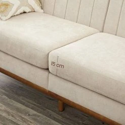 VASAGLE 3-Sitzer »LCS030«, Couch für Wohnzimmer, Beine aus Massivholz, Mid-Century Stil, 191 x 80,5 x 86 cm Beige, Grau -Vasagle Auslauf Geschäft 24ec739b 3399 4617 85cc 4d57b0199763