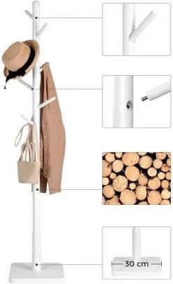 VASAGLE Garderobenständer »RCR010W02«, Kleiderständer, Massivholz, freistehend, Baumform, 8 Haken für Jacken, weiß -Vasagle Auslauf Geschäft 2571d984 d8aa 4367 ba15 481701d87840