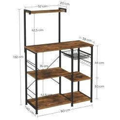 VASAGLE Standregal »KKS035/35«, Küchenregal mit Metallkorb, 6 S-Haken und Regalablagen, 90 x 40 x 132 cm, Industrie-Design Haselnussbraun-schwarz, Greige-schwarz, Vintage 45 VASAGLE Standregal »KKS035/35«, Küchenregal mit Metallkorb, 6 S-Haken und Regalablagen, 90 x 40 x 132 cm, Industrie-Design Haselnussbraun-schwarz, Greige-schwarz, Vintage -Vasagle Auslauf Geschäft 2575eeef b7e8 431c 8a9c 4378a48803d4