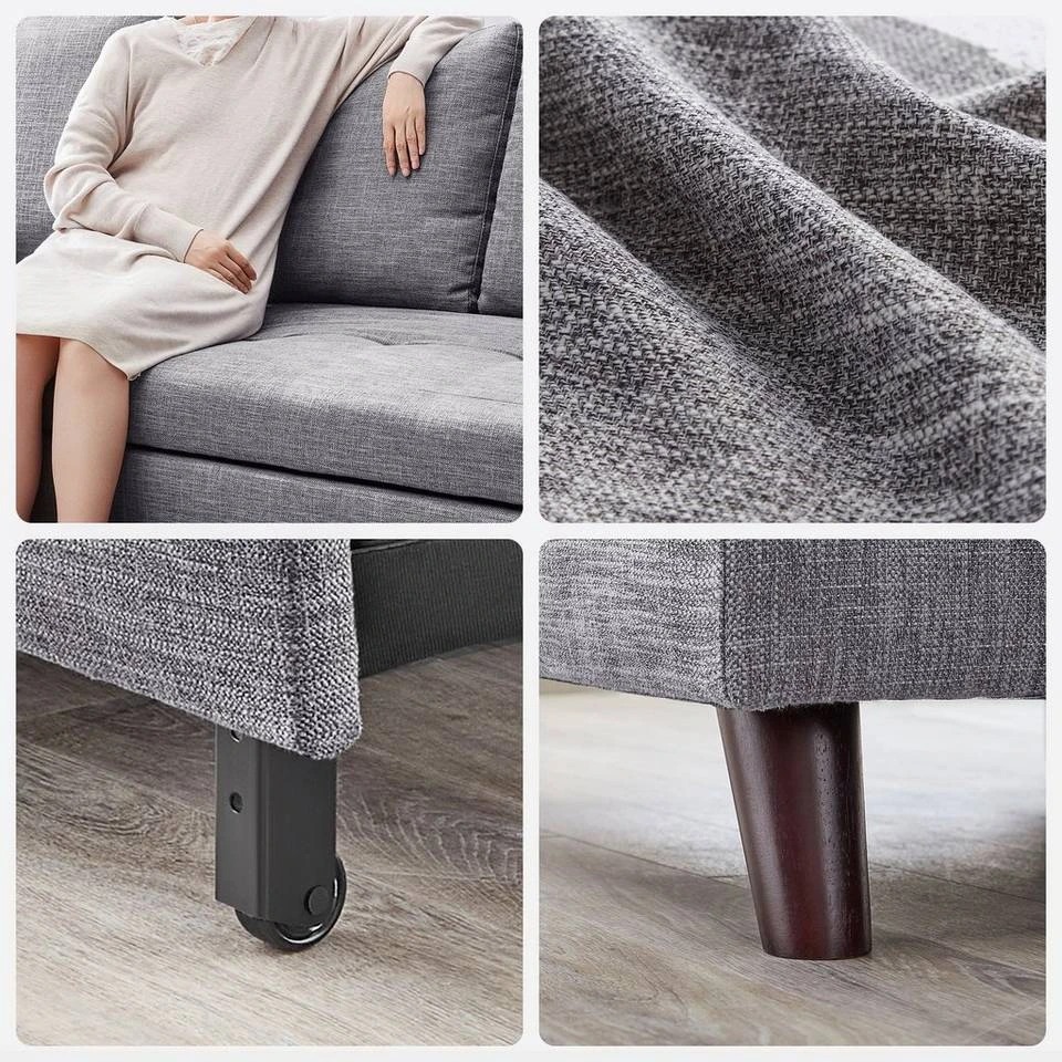 VASAGLE Schlafsofa »LCS801«, Bettsofa mit Stauraum, Ecksofa, mit Becherhalter, einfache Montage, 223 x 142 x 88 cm (L x B x H), modern Dunkelgrau, Hellgrau 11 VASAGLE Schlafsofa »LCS801«, Bettsofa mit Stauraum, Ecksofa, mit Becherhalter, einfache Montage, 223 x 142 x 88 cm (L x B x H), modern Dunkelgrau, Hellgrau – Bild 10