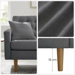 VASAGLE 3-Sitzer »LCS101«, Couch fürs Wohnzimmer, Polyester, 177 x 72 x 86 cm (L x B x H) Beige, Grau -Vasagle Auslauf Geschäft 271e4e88 7c17 4359 95c8 caa516636a0a