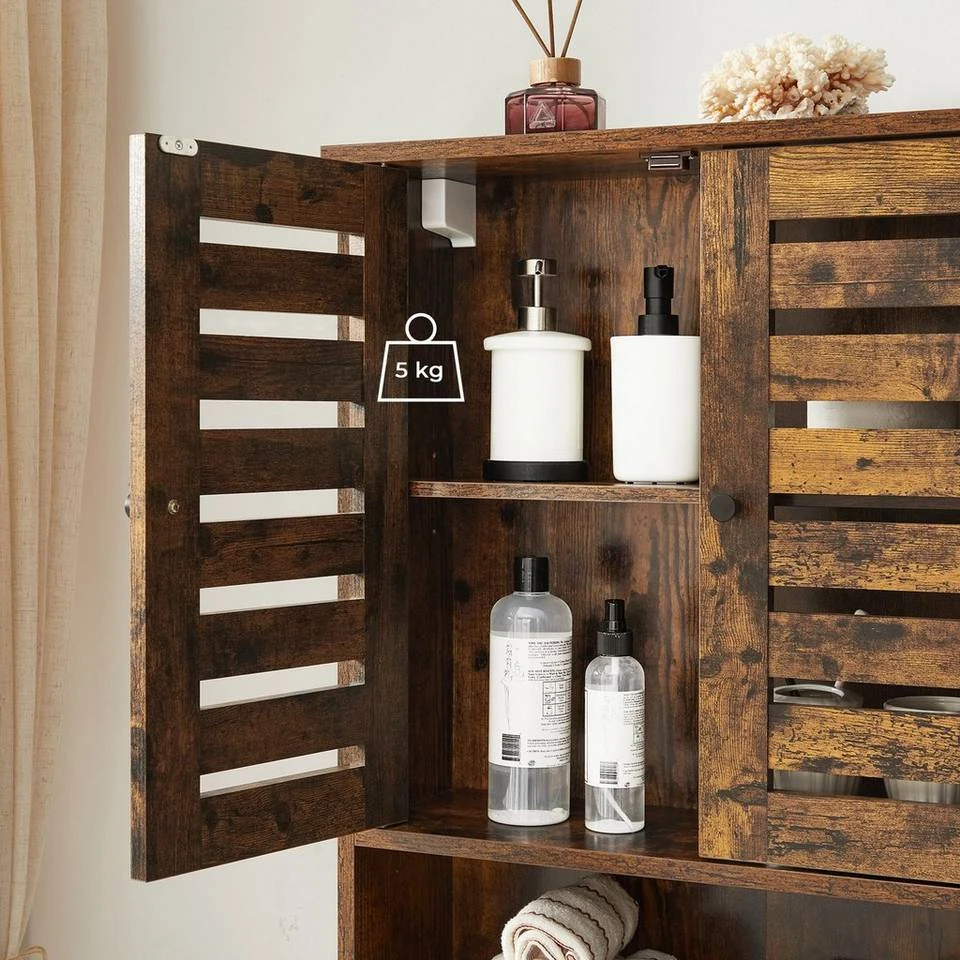 VASAGLE Hängeschrank »BBK121X01« Badezimmerschrank, Wandschrank, höhenverstellbarer Einlegeboden, 60 x 20 x 70 cm, vintage 8 VASAGLE Hängeschrank »BBK121X01« Badezimmerschrank, Wandschrank, höhenverstellbarer Einlegeboden, 60 x 20 x 70 cm, vintage – Bild 6