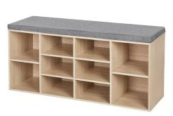 VASAGLE Schuhbank »LHS10«, Schuhregal, Sitzbank, 10 Fächer, mit Polsterung, multifunktional, 104 x 30 x 48 cm Natur, Vintage, Wei&szlig; -Vasagle Auslauf Geschäft 2831c3ee 1db3 4a50 90df e8c329c36ade