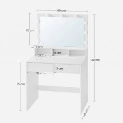 VASAGLE Schminktisch »RDT120T10«, Frisiertisch, Kosmetiktisch mit 9 LED-Glühbirnen und Spiegel, einstellbare Helligkeit, 2 Schubladen und 3 offene Fächer -Vasagle Auslauf Geschäft 297d223d 2654 4184 9f06 c79b544ab4c3