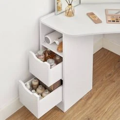 VASAGLE Schminktisch »RDT121T10«, Eckschminktisch, Frisiertisch,3-teiliger Klap pspiegel, 2 Schubladen, 3 offene Fächer -Vasagle Auslauf Geschäft 2a1d6e19 b5c1 4e3c 9b3a 433b05e9f36c