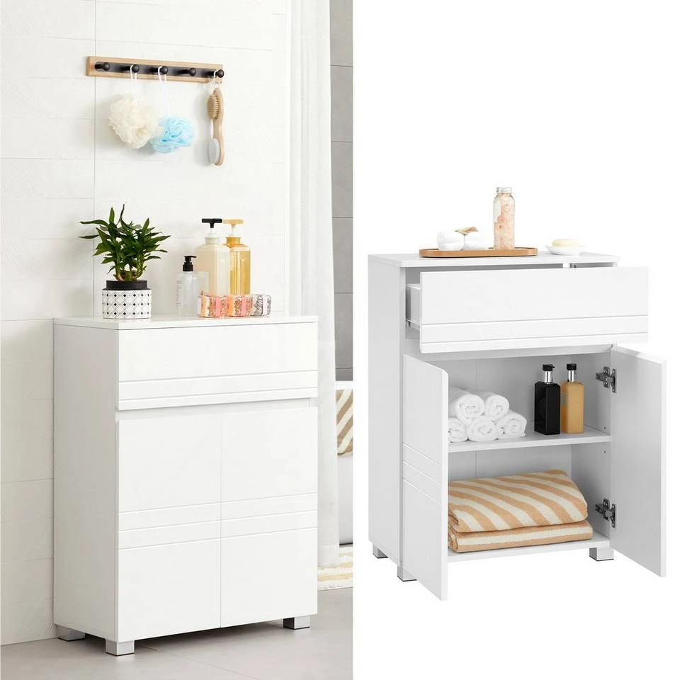 VASAGLE Badkommode »BBK140W01«, Badezimmerschrank, Sideboard mit Schublade, Badezimmer, Flur, 60 x 30 x 80 cm, weiß 3 VASAGLE Badkommode »BBK140W01«, Badezimmerschrank, Sideboard mit Schublade, Badezimmer, Flur, 60 x 30 x 80 cm, weiß