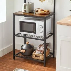 VASAGLE Standregal »KKS021B01«, Küchenregal mit Metallrahmen, 4 Ablagen aus Holz, mit 12Haken, für Flur, Küche, vintage -Vasagle Auslauf Geschäft 2ba0276c dced 4860 a9b2 6e1d9ec48b71