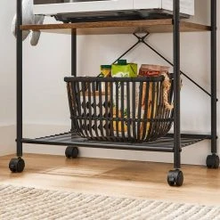 VASAGLE Servierwagen »KKS022B01«, Beistelltisch, Metallregal, Küchenhelfer, mit Rollen, 3 Ablagen, und 6 Haken, Vintage-Look -Vasagle Auslauf Geschäft 2c1afc4e 5caf 41a6 ad8c 8a58b91f6305