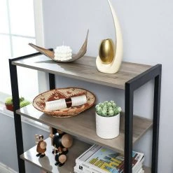 VASAGLE Bücherregal »LSC75«, Bücherschrank mit 3 Ablagen, 2 Lamellentüren, 70 x 30 x 121,5 cm Grau, Vintage -Vasagle Auslauf Geschäft 2d8d263b eba9 41a7 a22f 4aae7268b21f