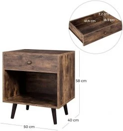 VASAGLE Nachttisch »LET71BX«, Nachttisch, Kleiner Beistelltisch, Beine aus Kiefernholz, vintage -Vasagle Auslauf Geschäft 2dcfd3ed 58b8 4a65 8d1d e0ae1a377384