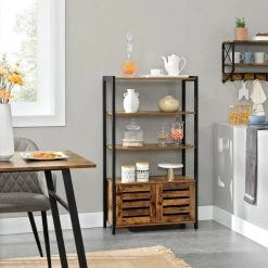 VASAGLE Bücherregal »LSC75«, Bücherschrank mit 3 Ablagen, 2 Lamellentüren, 70 x 30 x 121,5 cm Grau, Vintage -Vasagle Auslauf Geschäft 2dd4e432 df5d 4017 a8f2 9e4b06ecba24