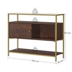 VASAGLE Konsolentisch »LSC016B24«, Beistelltisch, Flurtisch, mit Schiebetür, Schokoladenbraun-Mattgold -Vasagle Auslauf Geschäft 2ed09b65 889b 4b70 8c4a 54d20773de6c