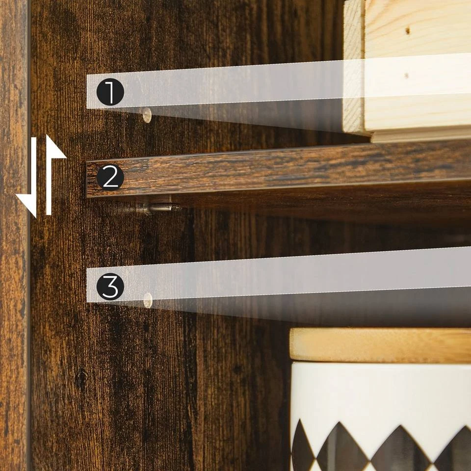 VASAGLE Anrichte »LBF003X01«, Beistellschrank, Küchenschrank mit Ablagen, Wohnzimmer, Esszimmer, Schlafzimmer, vintagebraun 7 VASAGLE Anrichte »LBF003X01«, Beistellschrank, Küchenschrank mit Ablagen, Wohnzimmer, Esszimmer, Schlafzimmer, vintagebraun – Bild 7