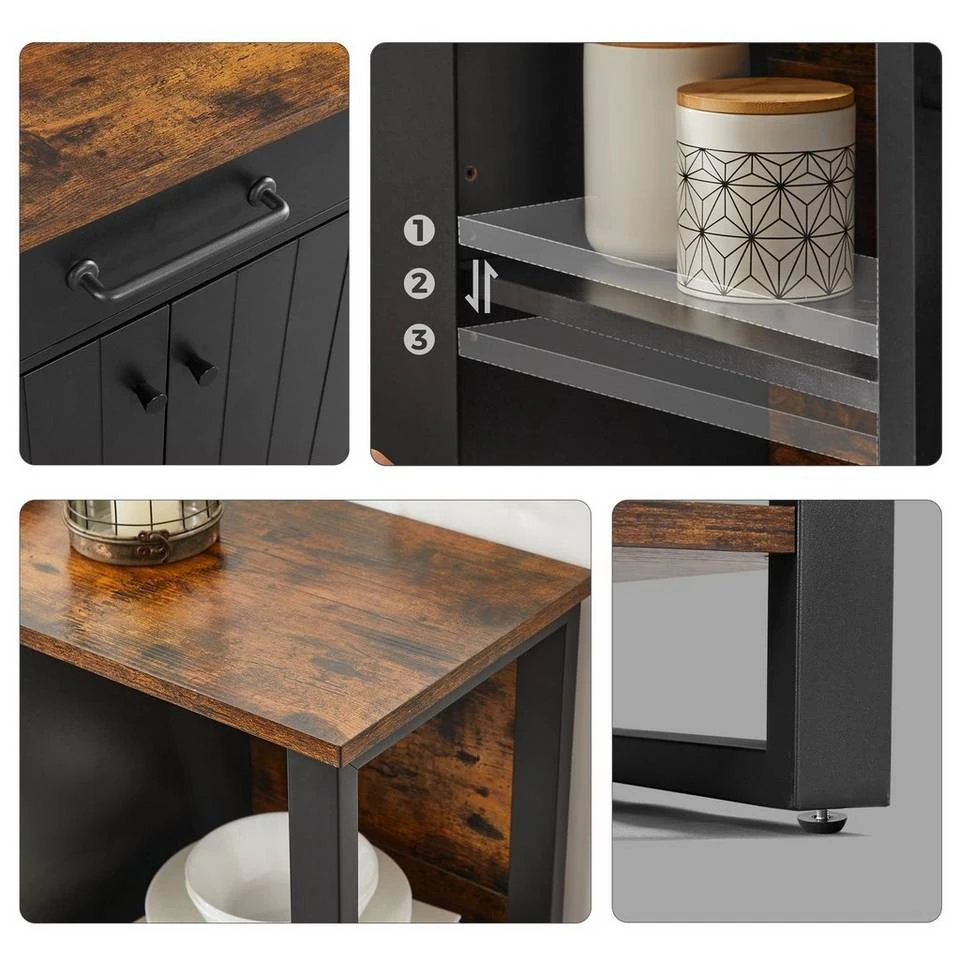 VASAGLE Konsolentisch »LSC103B01«, Sideboard mit Schublade, Türen, Metallgestell, für Wohnzimmer, Flur, vintage 8 VASAGLE Konsolentisch »LSC103B01«, Sideboard mit Schublade, Türen, Metallgestell, für Wohnzimmer, Flur, vintage – Bild 6