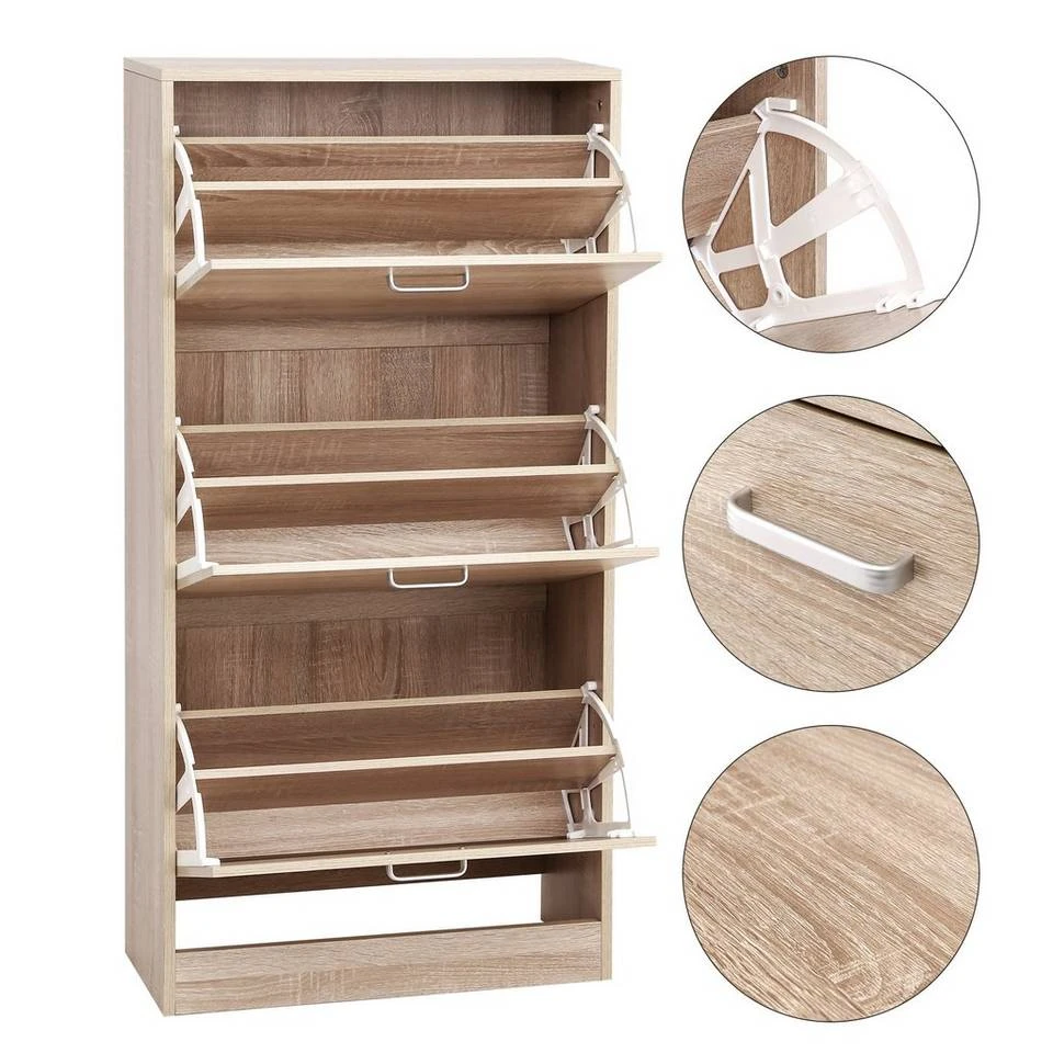 VASAGLE Schuhschrank »LBC03« Schuhregal mit 3 Klappen und Ebenen, perfekt für schmale Flure, 60 x 24 x 120 cm (L x B x H) Eichenfarben, Vintage, Weiß 11 VASAGLE Schuhschrank »LBC03« Schuhregal mit 3 Klappen und Ebenen, perfekt für schmale Flure, 60 x 24 x 120 cm (L x B x H) Eichenfarben, Vintage, Weiß – Bild 9