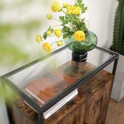 VASAGLE Sideboard »LSC013B01«, Küchenschrank, Konsolentisch mit Glasoberfläche, Stahlgestell, Industrie-Design, vintage -Vasagle Auslauf Geschäft 35d9b7d3 f09d 403b b2fd d407a57c647d