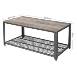 VASAGLE Couchtisch »LCT61«, Fernsehtisch mit großer Ablage, rautenförmiges Gitter, schwarzes Gestell, 106,2 x 60,2 x 45 cm Grau, Vintage -Vasagle Auslauf Geschäft 36216794 1676 4206 a67f d32906a30e37