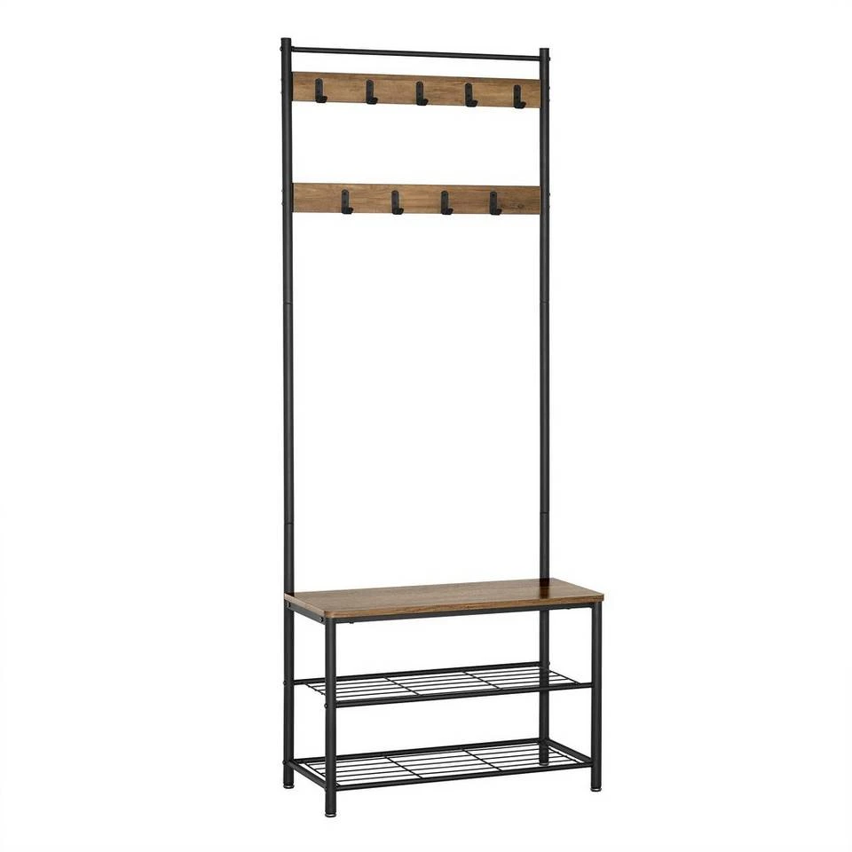 VASAGLE Garderobenständer »HSR41«, Kleiderständer mit Schuhablagen, vintage Grau, Walnussbraun 25 VASAGLE Garderobenständer »HSR41«, Kleiderständer mit Schuhablagen, vintage Grau, Walnussbraun – Bild 23